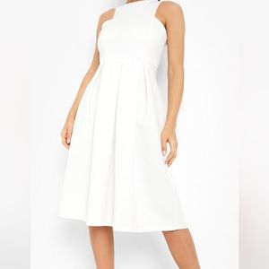 Scuba Cutaway Neckline Midi Dress
